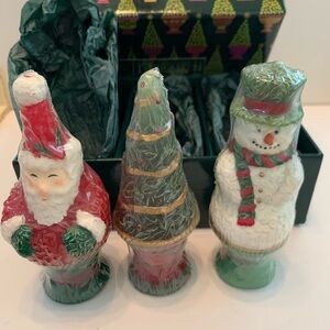 White Barn Christmas Candle Set NIB “Celebrate The Season” Topiary Candle Trio